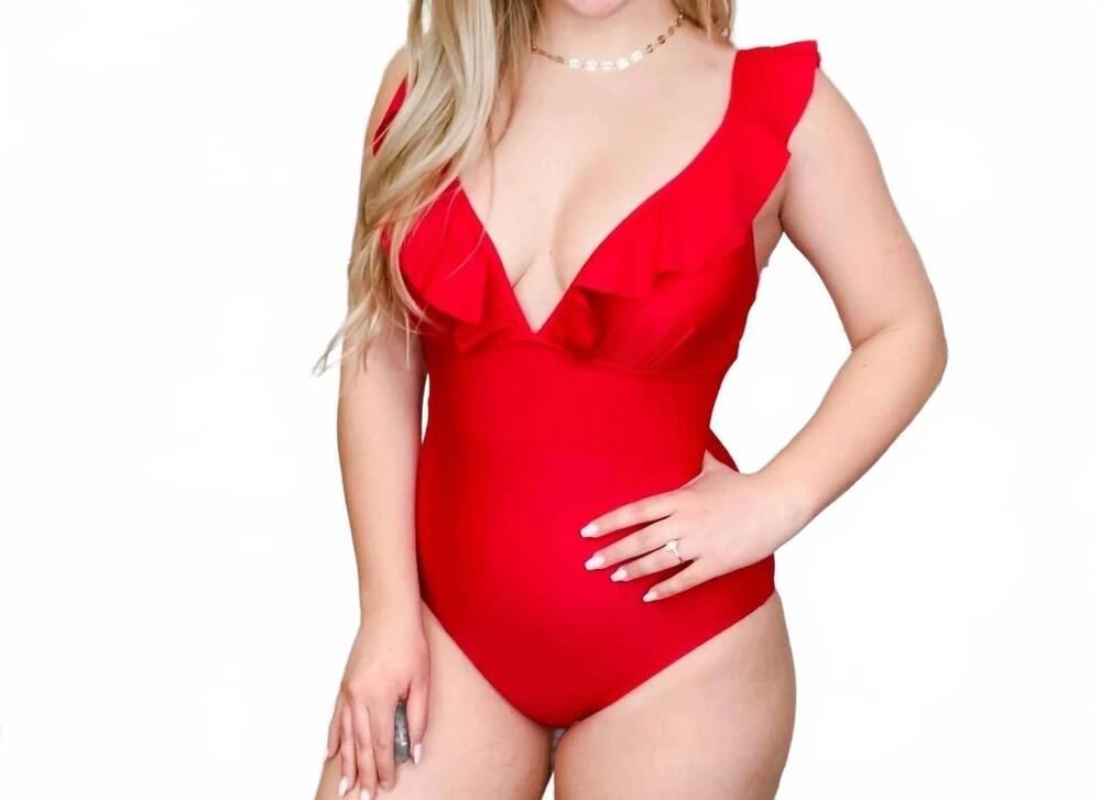 NEW JESS LEA flaming hot summer one piece swimsuit in red